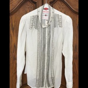 Urban Outfitters Linen Rinestone Blouse